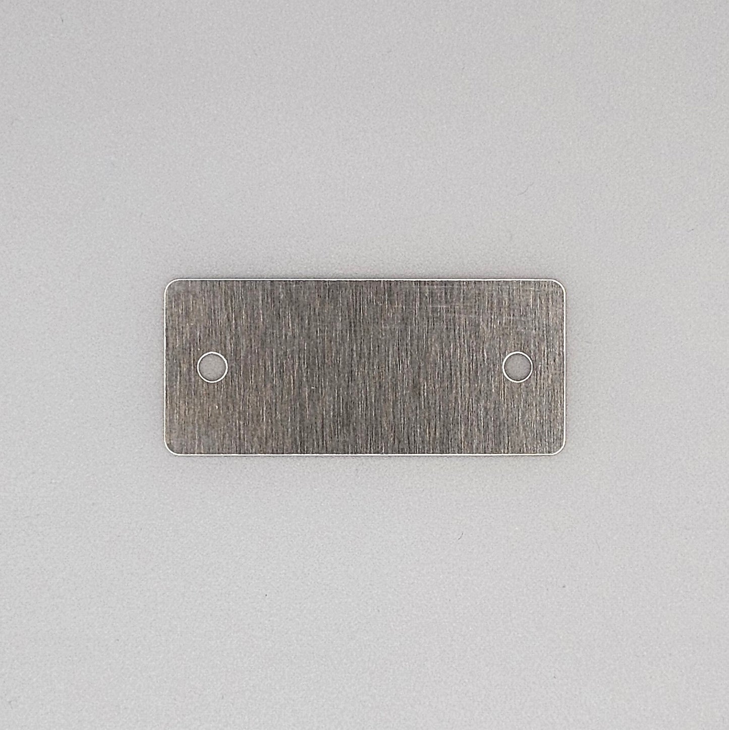 Personalised Stainless Steel Plate | 50mm x 22mm | Custom Laser Engraved Metal Sign – 2 or 4 Fixing Holes