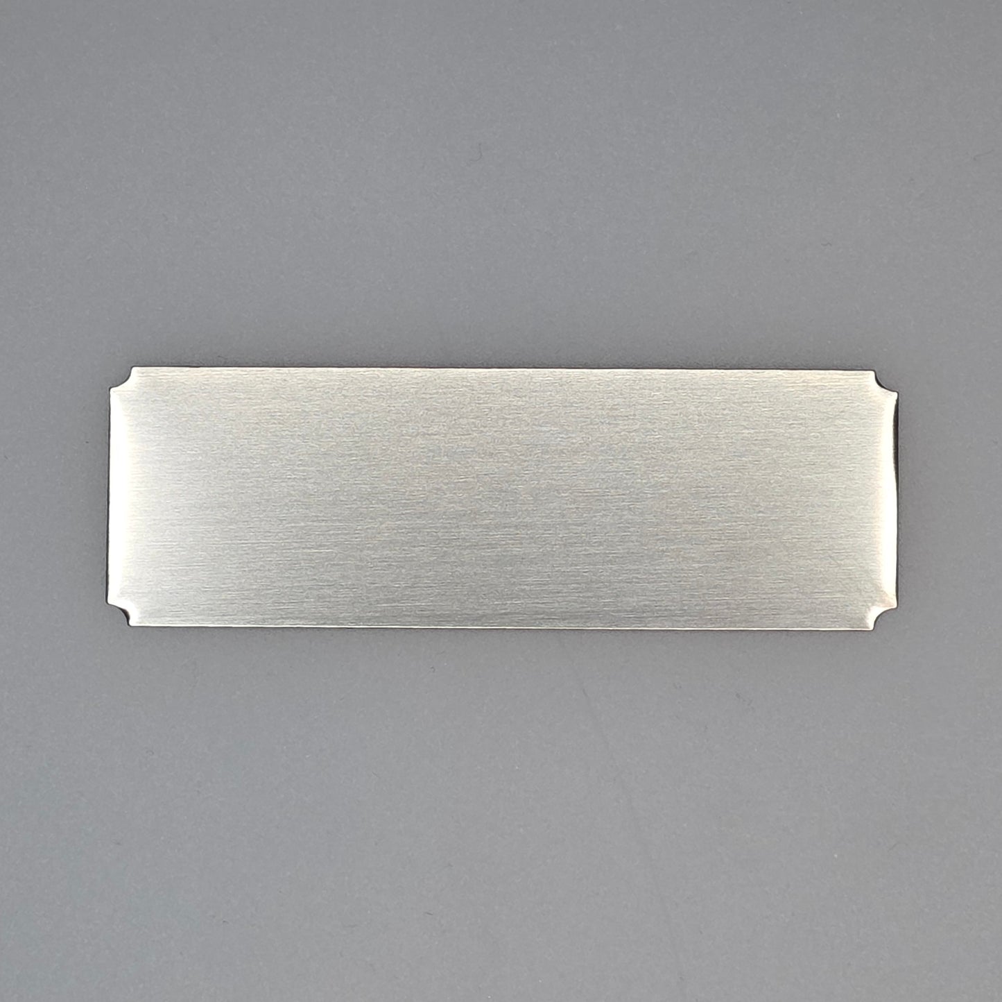 Custom Engraved Stainless Steel Plate | 76mm x 25mm | Laser Marked Metal Sign with Rounded, Square or Concave Corners + Back Adhesive