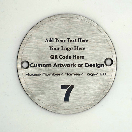 Custom Laser Engraved Stainless Steel Plate | 75mm Round Metal Nameplate | Personalised Sign