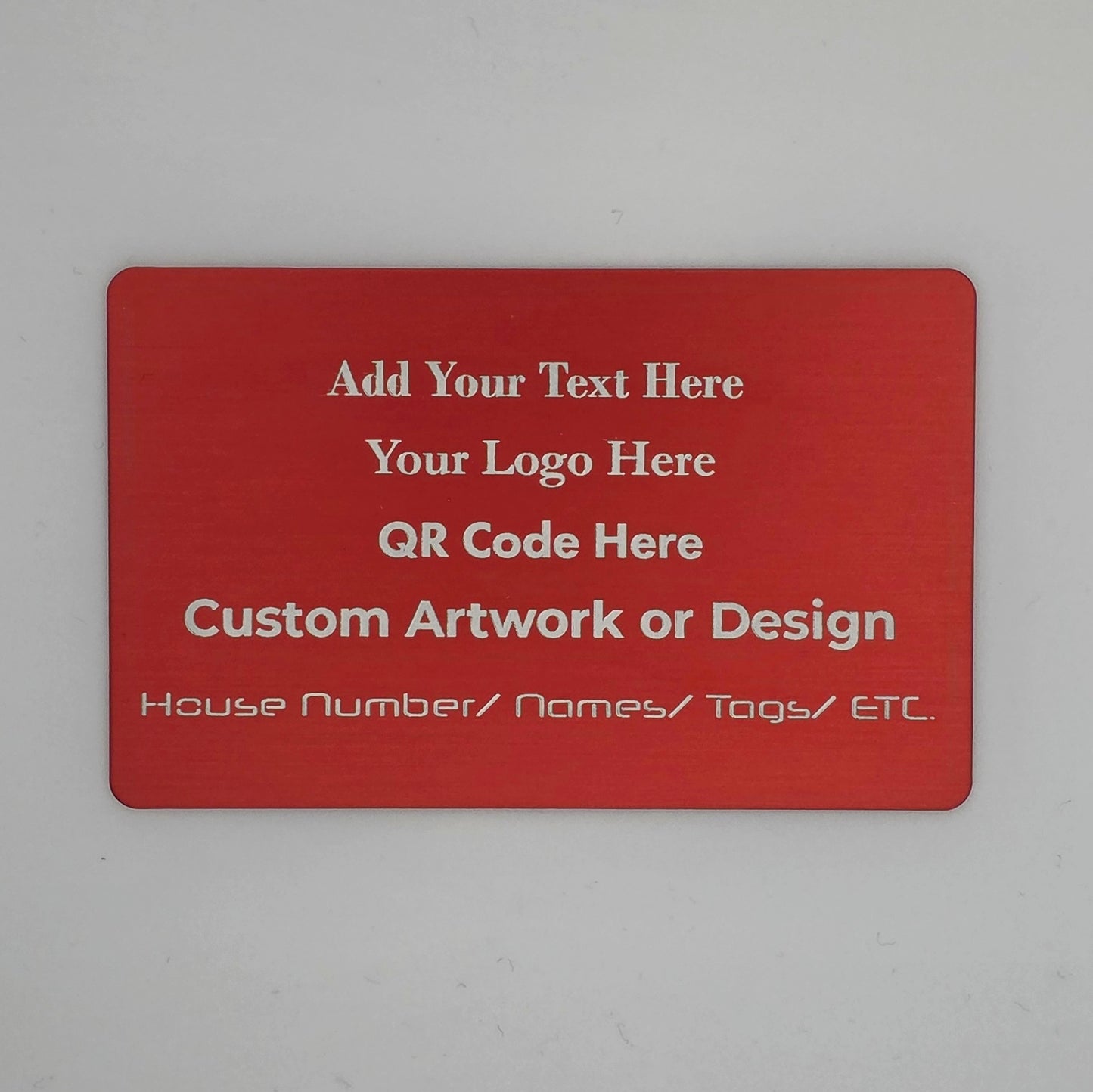 Metal Business Card | Custom Laser Engraved Card | Premium Anodised Aluminium Cards | Gold | Blue | Red | Green
