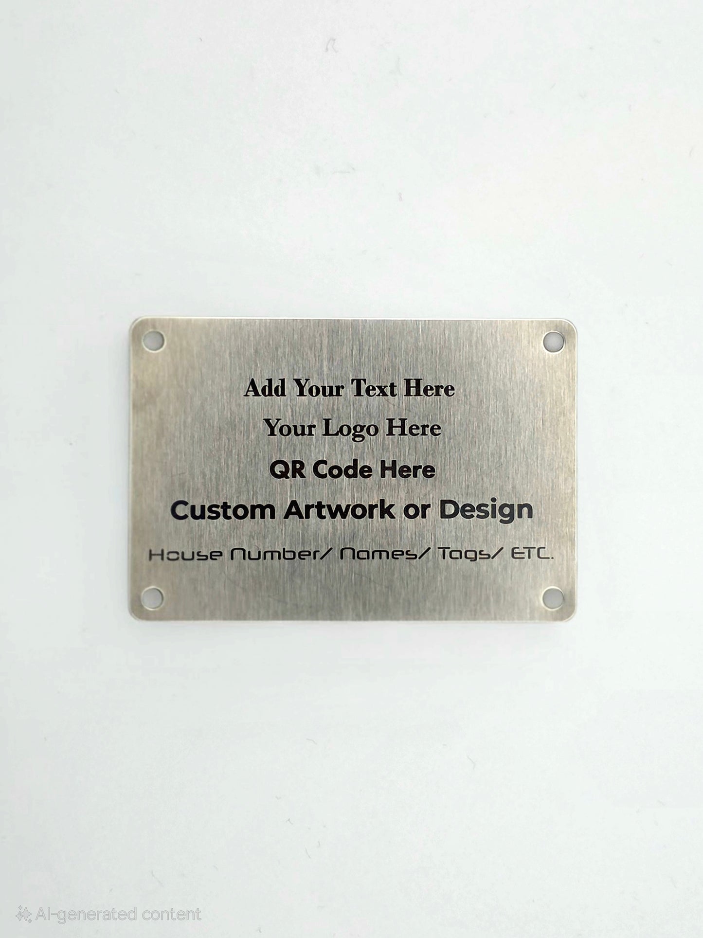 Personalised Stainless Steel Plate | 66mm x 45mm | Custom Laser Engraved Metal Sign – 4 X Fixing Holes