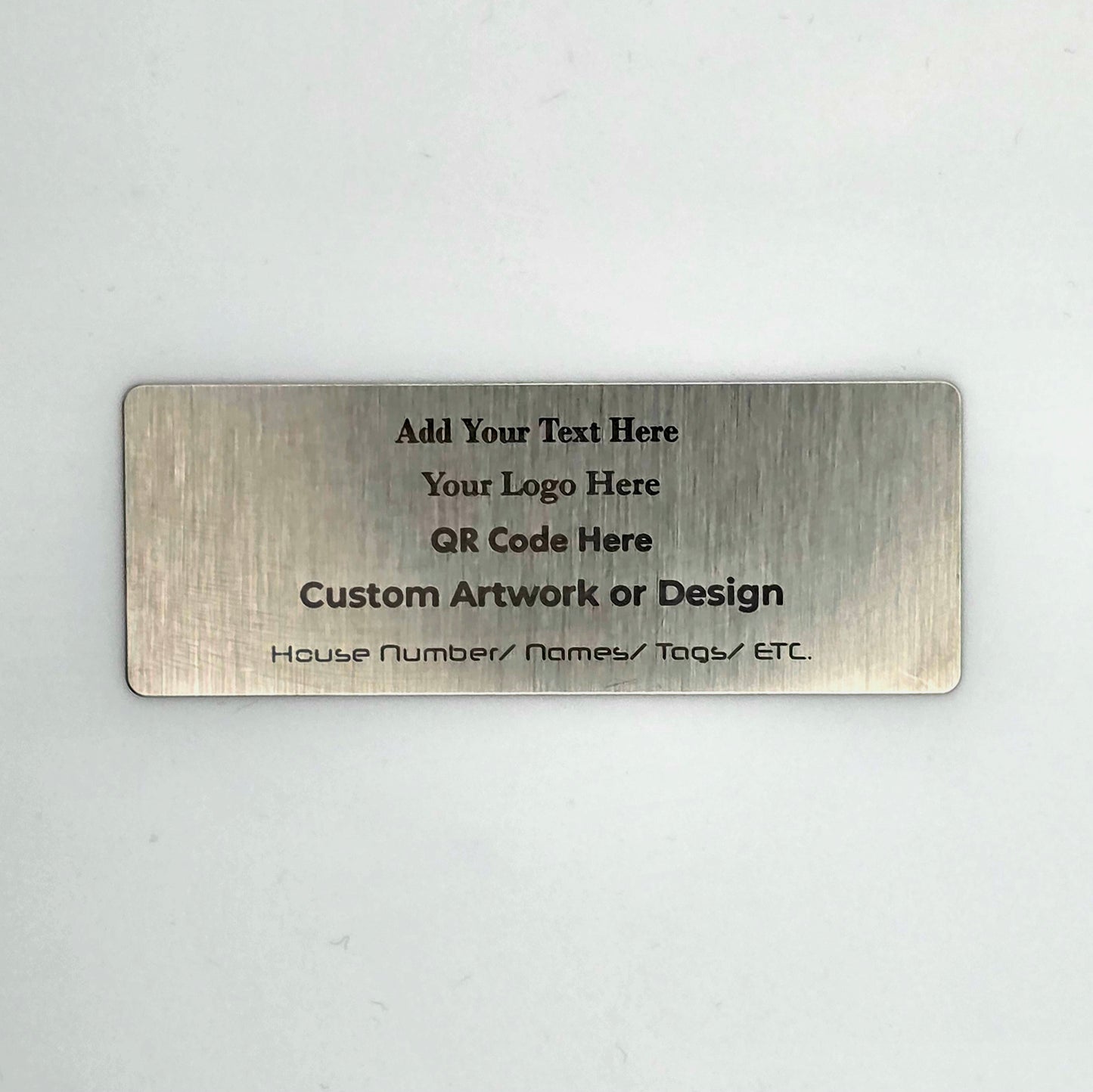 Personalised Stainless Steel Plate | 80mm x 30mm | Custom Laser Engraved Metal Sign – With or Without Holes