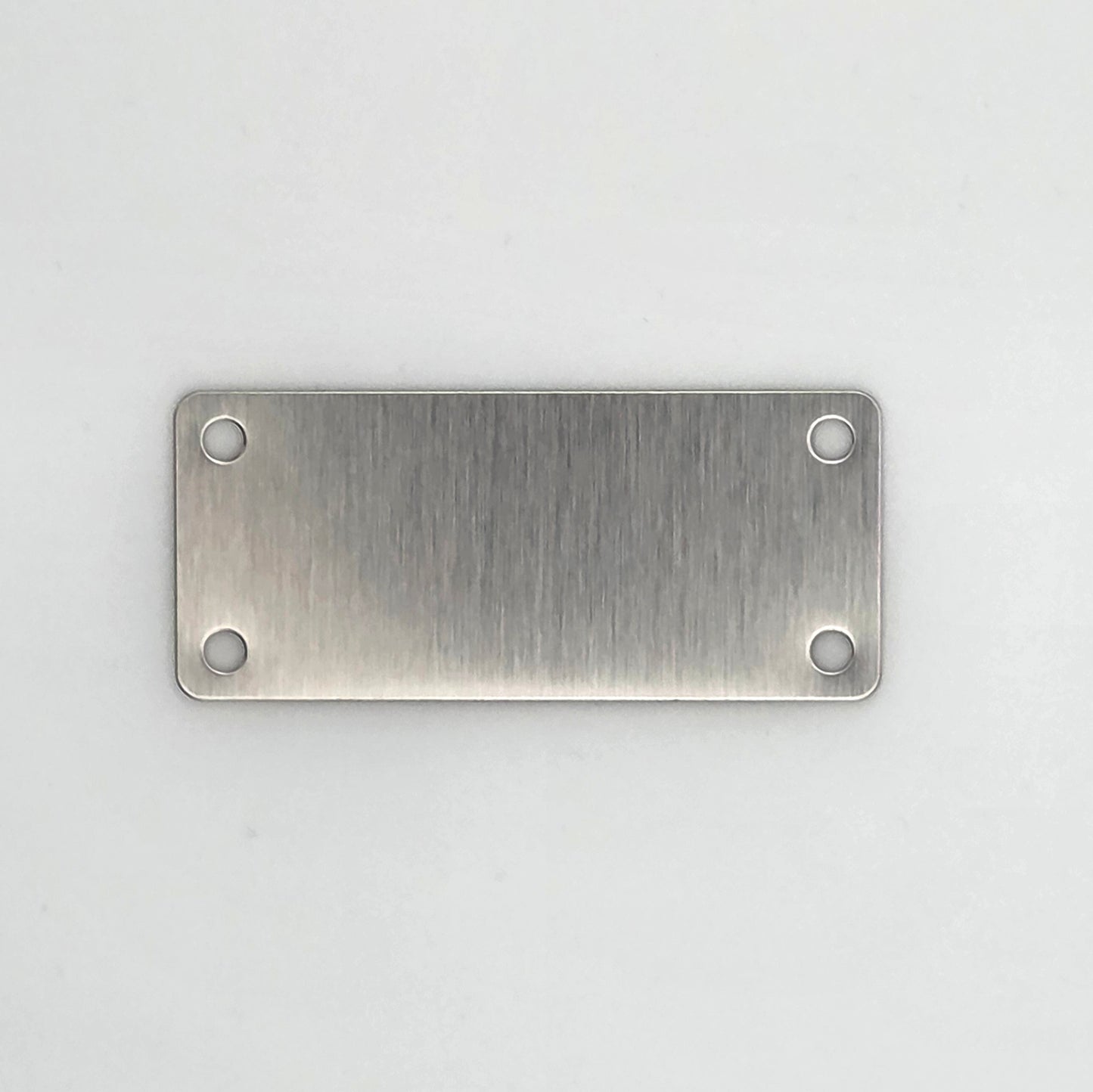Personalised Stainless Steel Plate | 50mm x 22mm | Custom Laser Engraved Metal Sign – 2 or 4 Fixing Holes