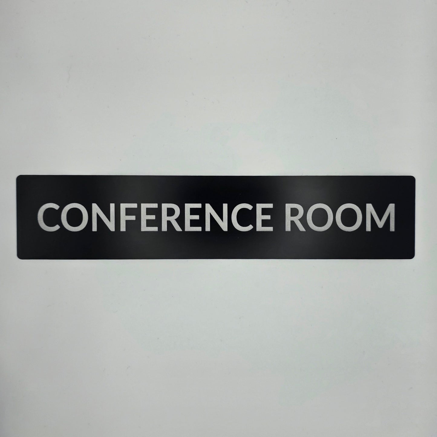 Custom Door Name Plate | 204x60mm Black Aluminium Holder | Laser Engraved Insert