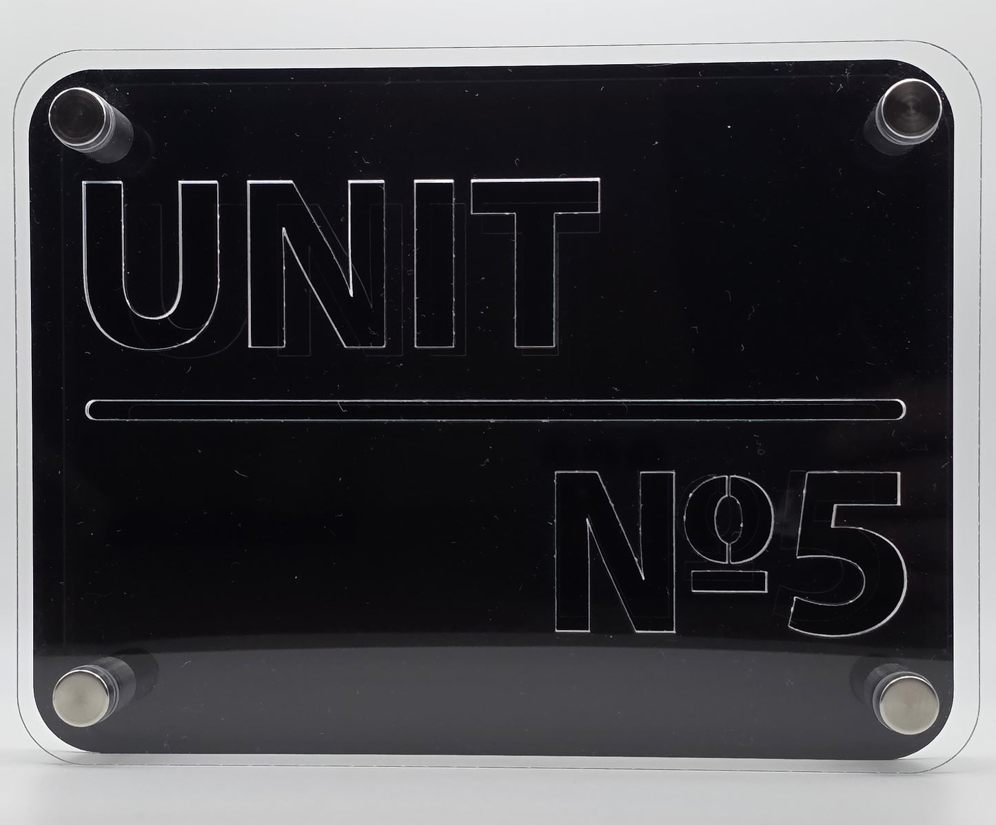 Modern Acrylic Unit Sign | 200x150mm | Floating House Number Plaque | Industrial