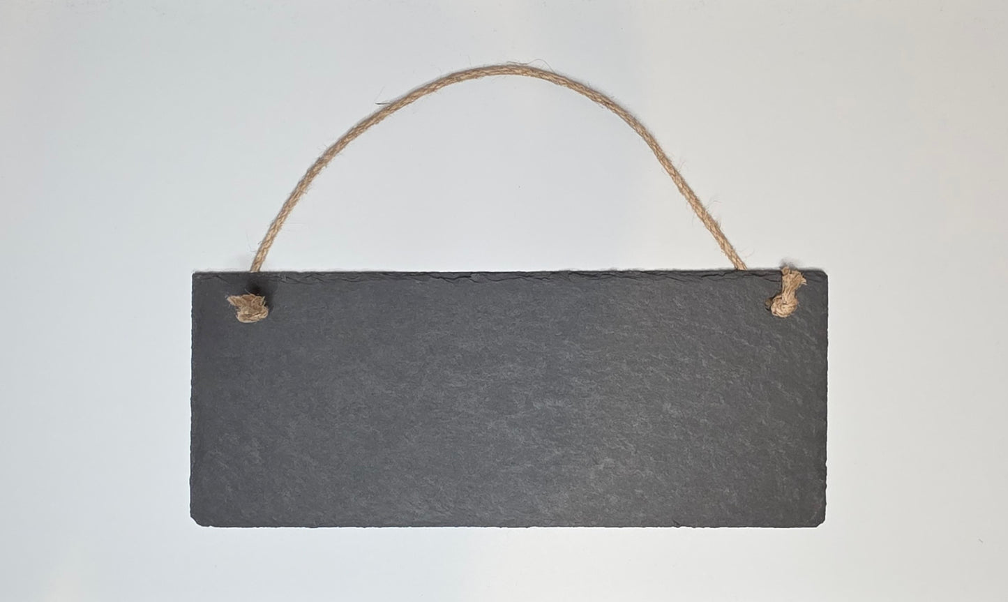 Custom Laser Engraved Rough-Cut Slate Sign | Personalised Hanging Plaque