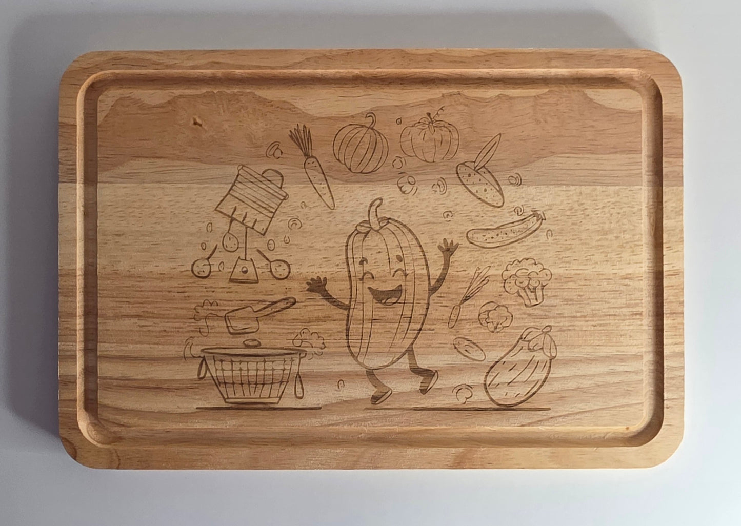 Custom Laser Engraved Hevea Wood Chopping Board – 300x200x15mm | Personalised Kitchen Gift | Made to Order