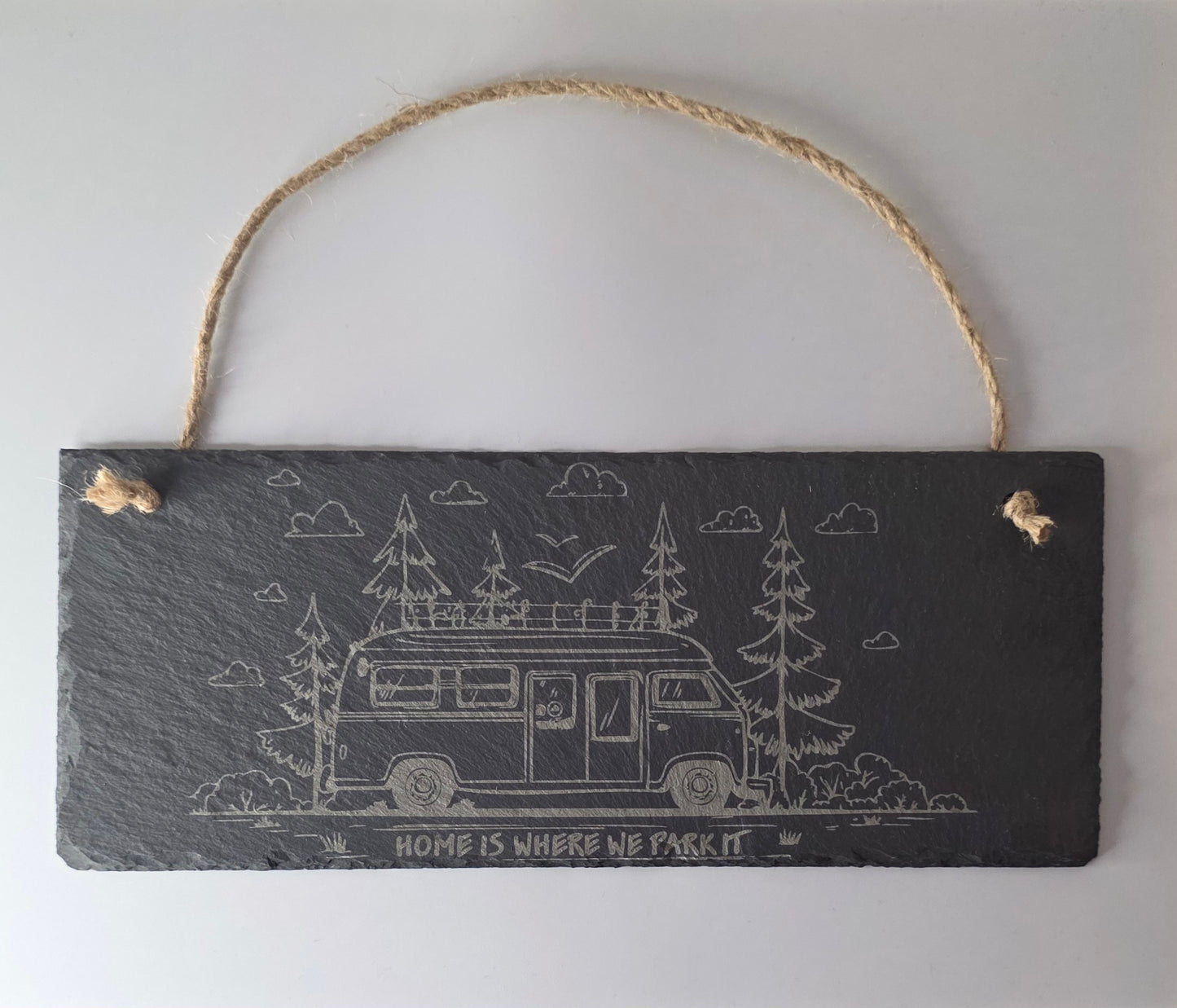 Custom Laser Engraved Rough-Cut Slate Sign | Personalised Hanging Plaque
