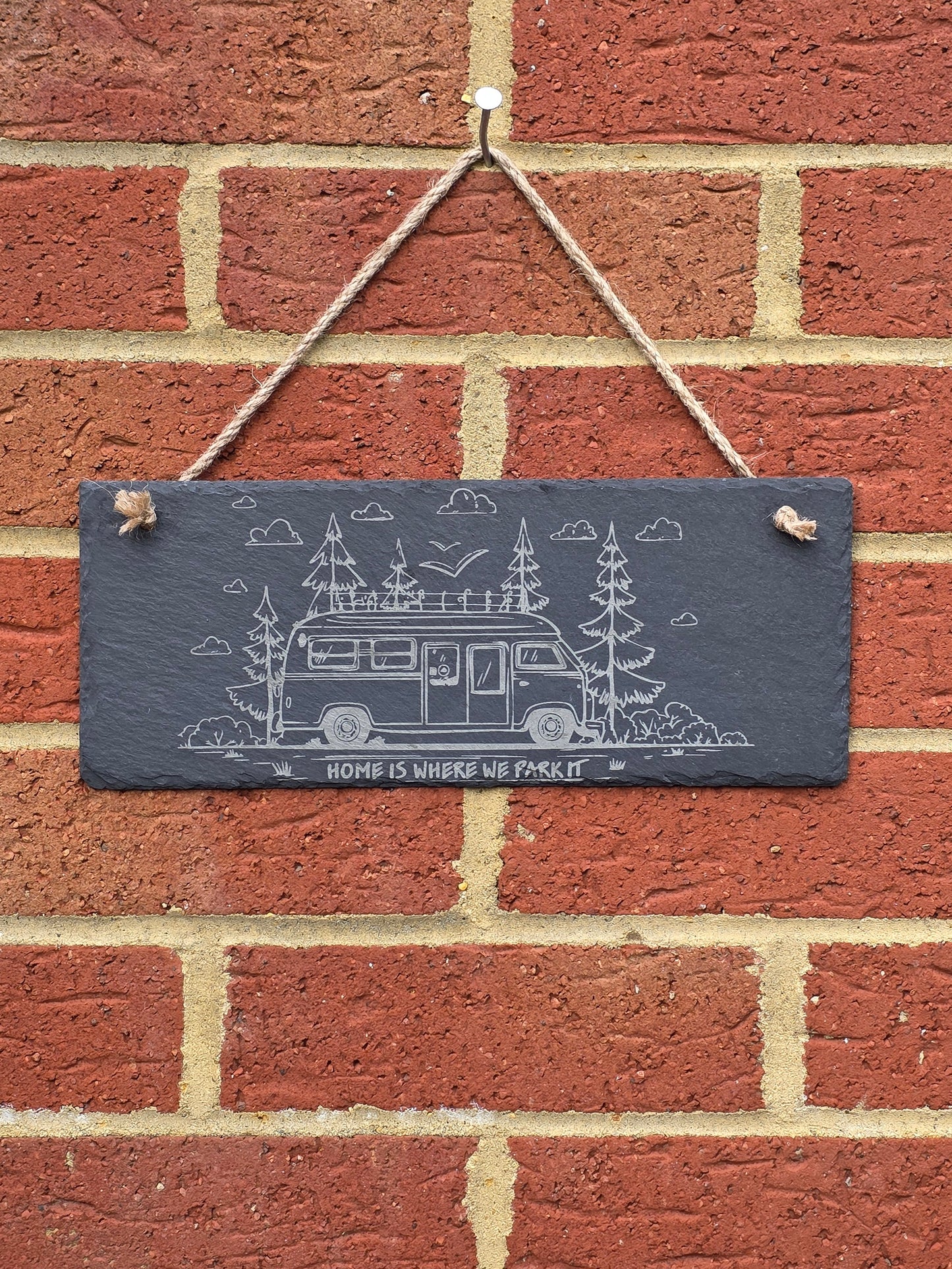Custom Laser Engraved Rough-Cut Slate Sign | Personalised Hanging Plaque