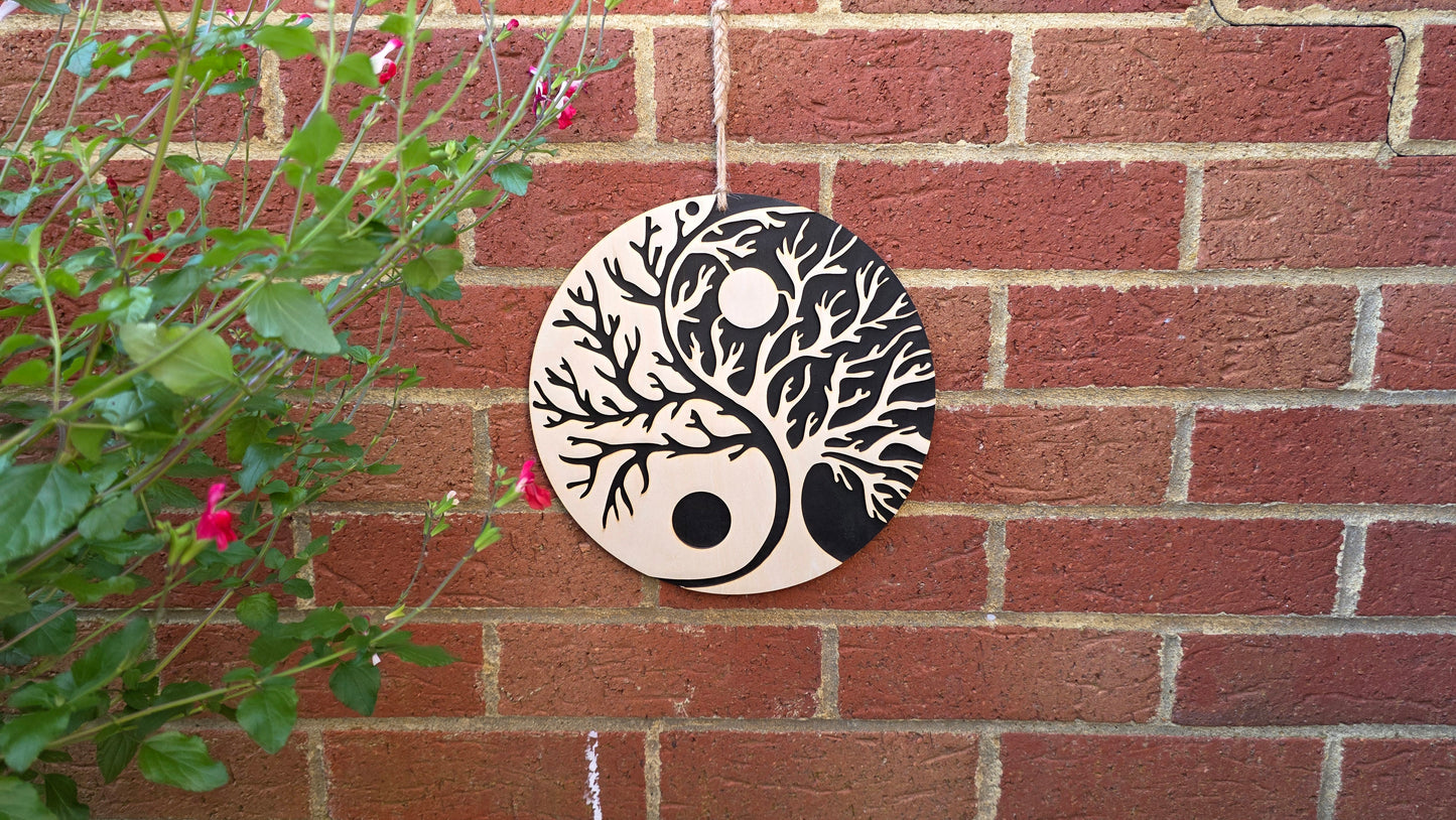 Laser Cut Yin Yang Tree of Life Mandala – Wooden Wall Art | 250mm
