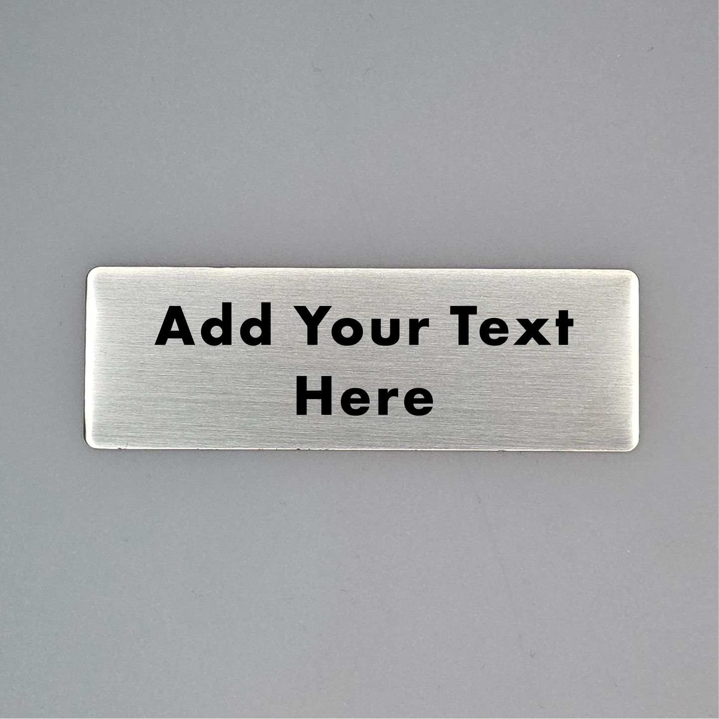 Custom Engraved Stainless Steel Plate | 76mm x 25mm | Laser Marked Metal Sign with Rounded, Square or Concave Corners + Back Adhesive