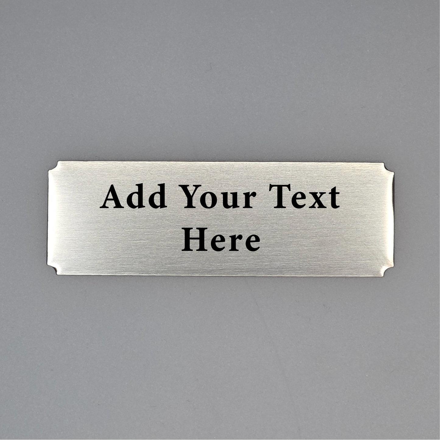Custom Engraved Stainless Steel Plate | 76mm x 25mm | Laser Marked Metal Sign with Rounded, Square or Concave Corners + Back Adhesive