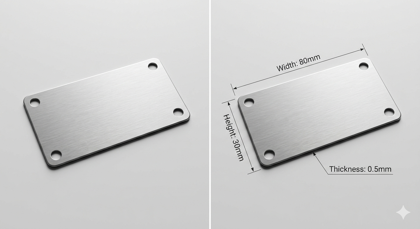 Personalised Stainless Steel Plate | 80mm x 30mm | Custom Laser Engraved Metal Sign – With or Without Holes