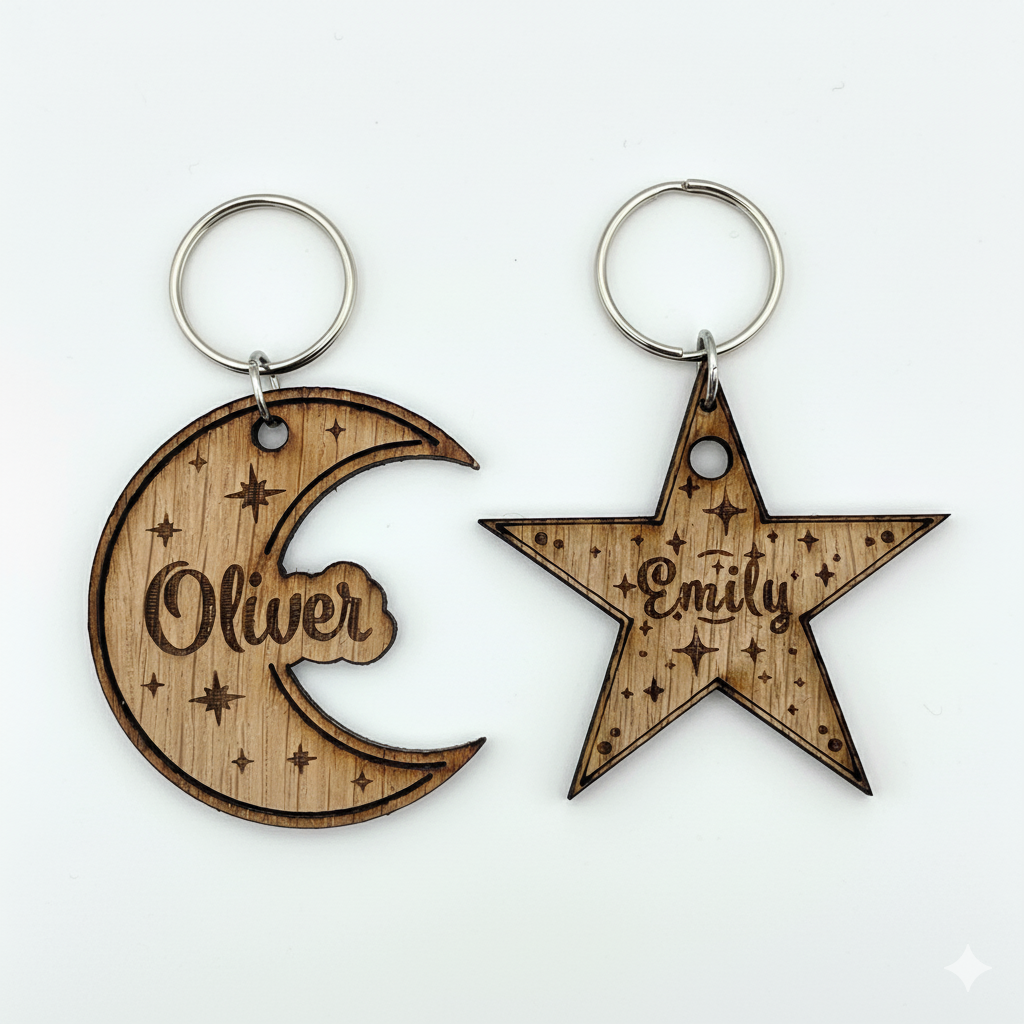 Personalised Wooden Keychains - Custom Gifts & Accessories