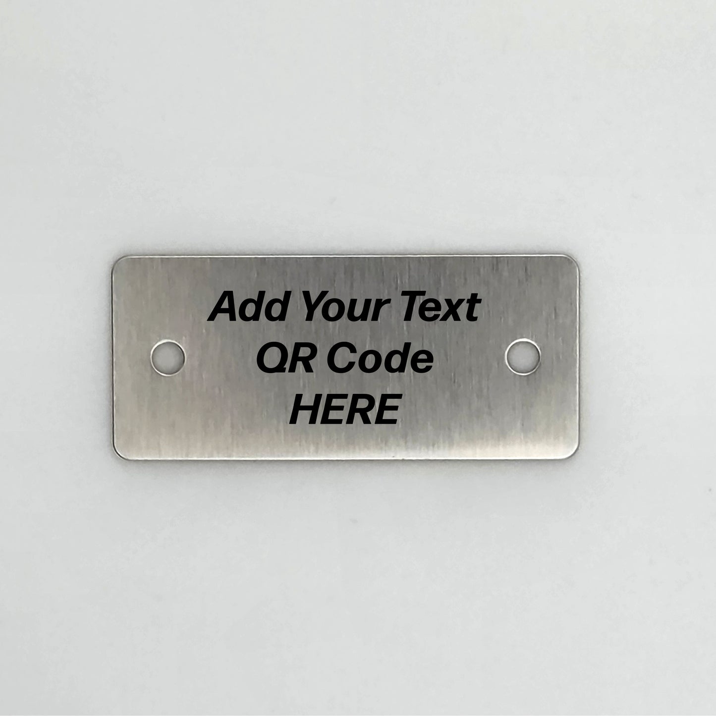 Personalised Stainless Steel Plate | 50mm x 22mm | Custom Laser Engraved Metal Sign – 2 or 4 Fixing Holes