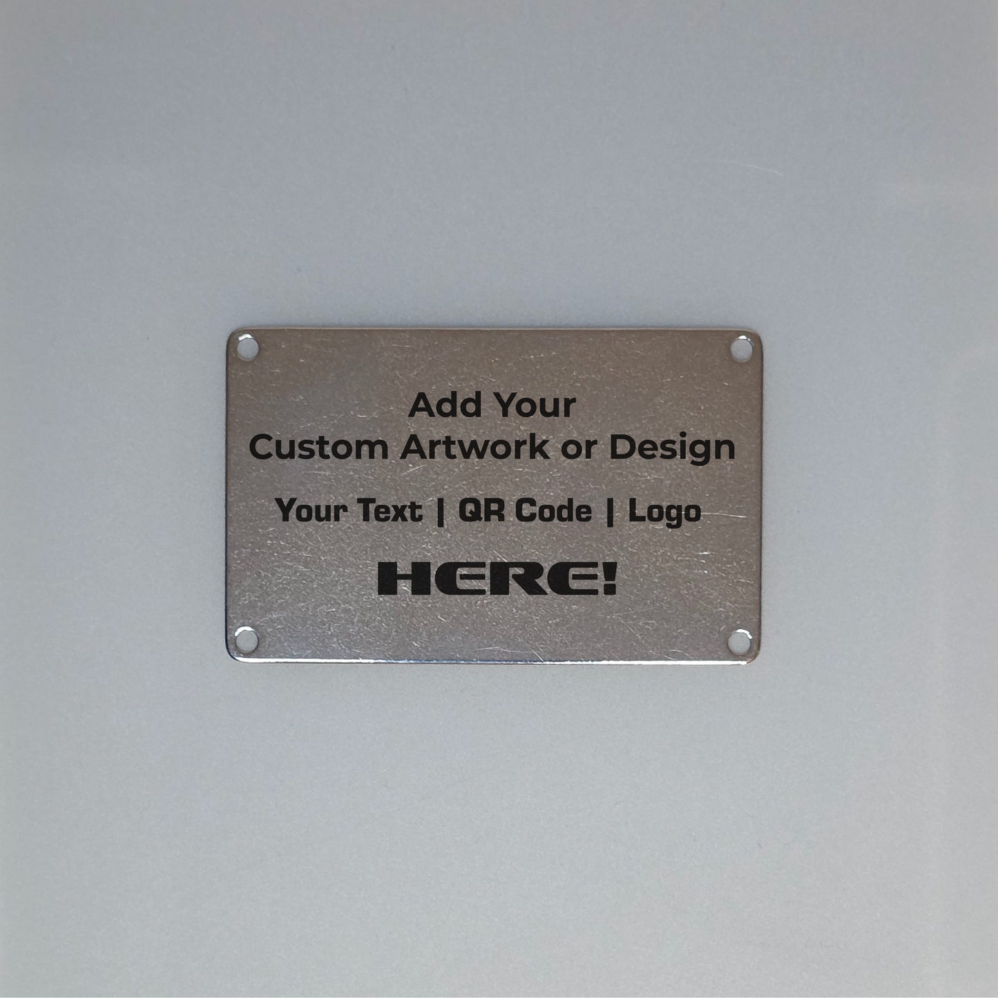 Personalised Stainless Steel Plate | 85mm x 54mm | Custom Laser Engraved Metal Sign – With or Without Holes