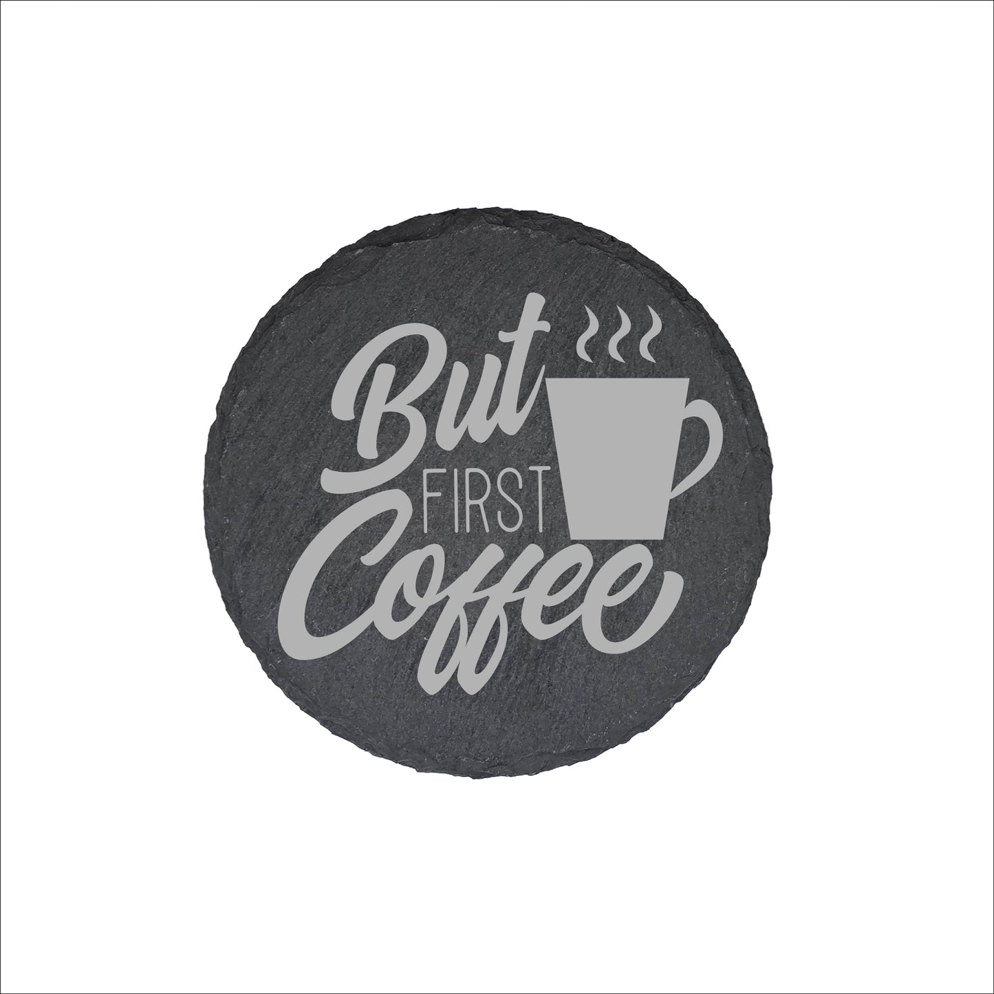 Set of 4 Personalised Slate Coasters | 100mm Round or Square | Laser Engraved Drink Mats | Custom Home Gift