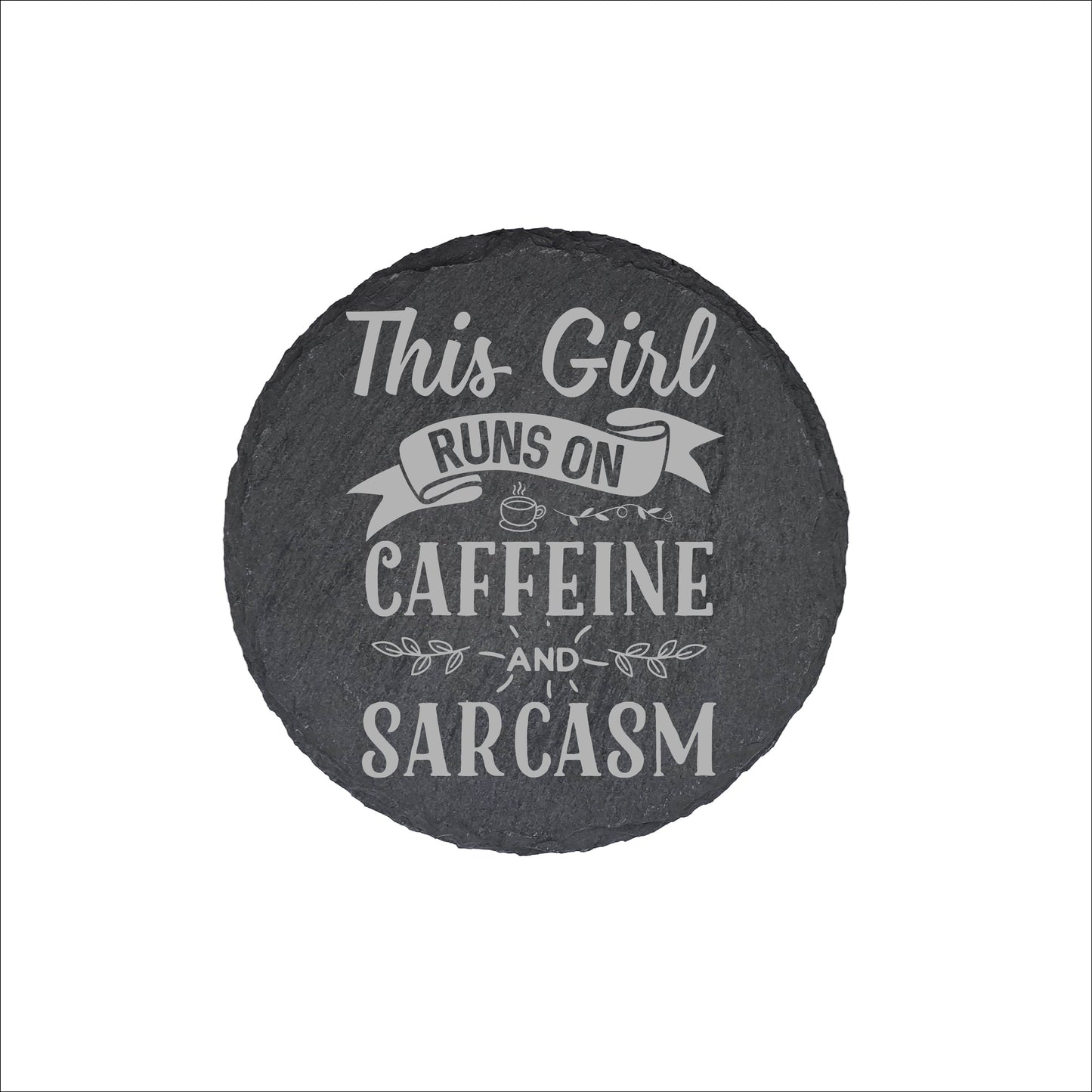 Set of 4 Personalised Slate Coasters | 100mm Round or Square | Laser Engraved Drink Mats | Custom Home Gift