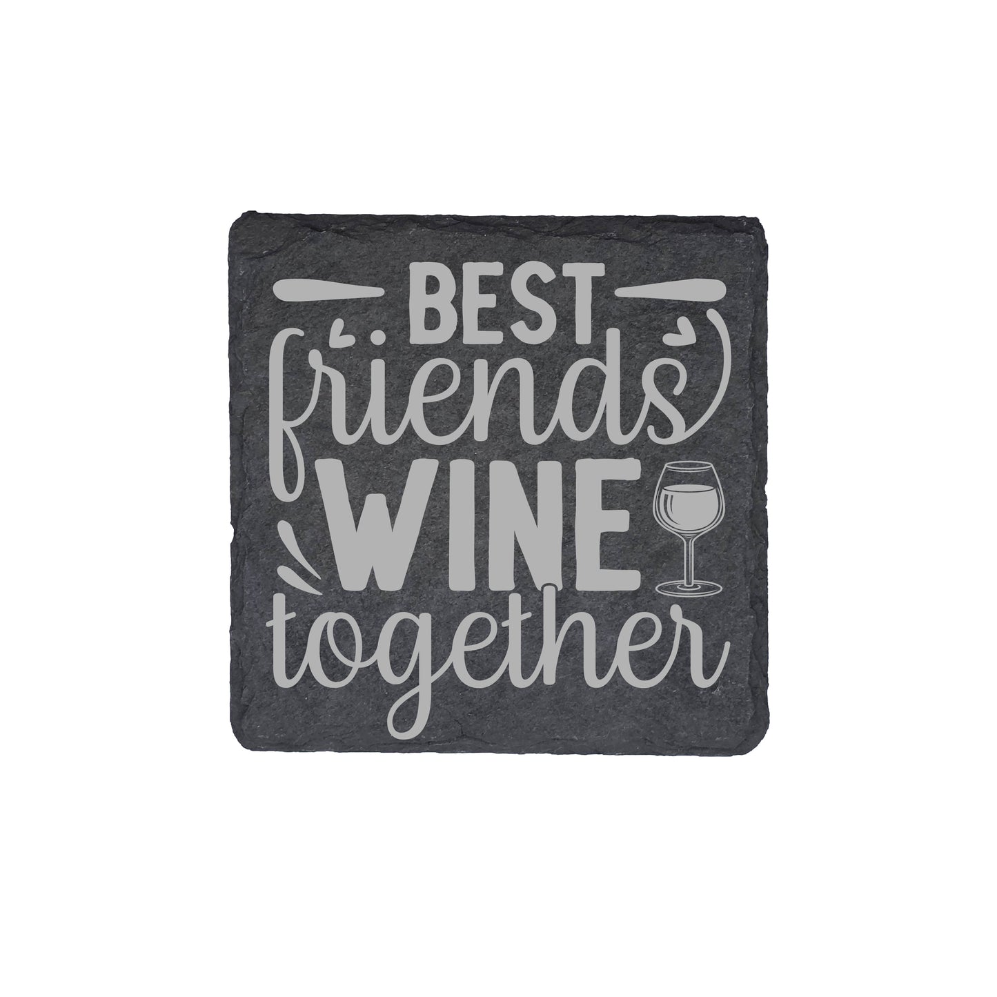 Set of 4 Personalised Slate Coasters | 100mm Round or Square | Laser Engraved Drink Mats | Custom Home Gift
