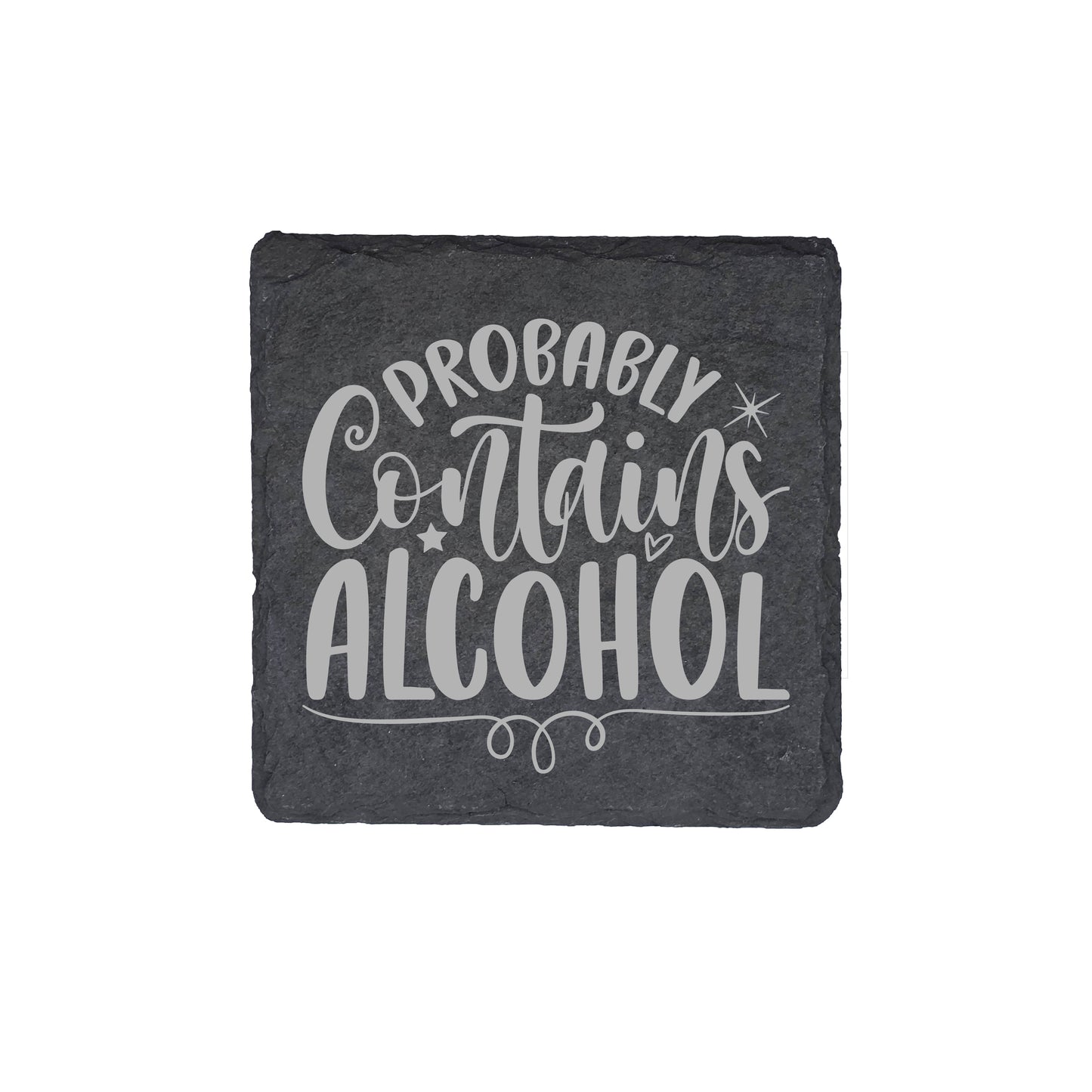 Set of 4 Personalised Slate Coasters | 100mm Round or Square | Laser Engraved Drink Mats | Custom Home Gift