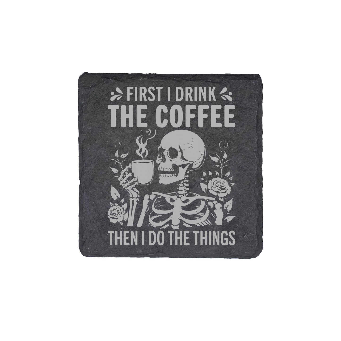 Set of 4 Personalised Slate Coasters | 100mm Round or Square | Laser Engraved Drink Mats | Custom Home Gift