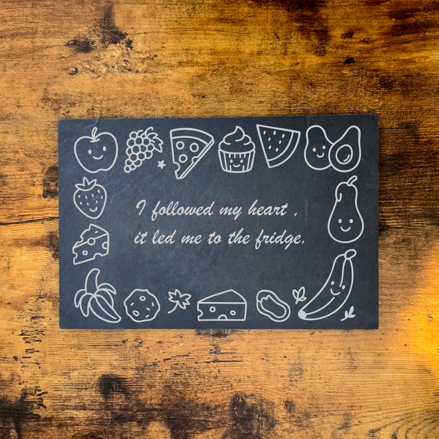 Set of 4 Engraved Slate Placemats | 30x20cm Heat Resistant | Funny Food Quote Table Mats