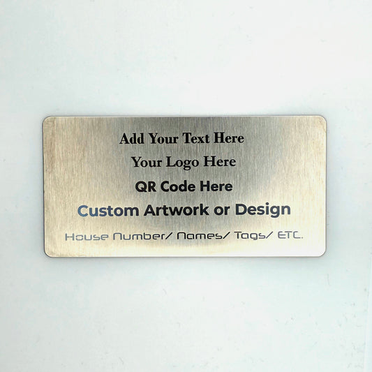 Custom Engraved Stainless Steel Plate | 100x60mm or 100x50mm | Laser Marked Personalised Metal Sign
