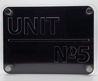 Modern Acrylic Unit Sign | 200x150mm | Floating House Number Plaque | Industrial
