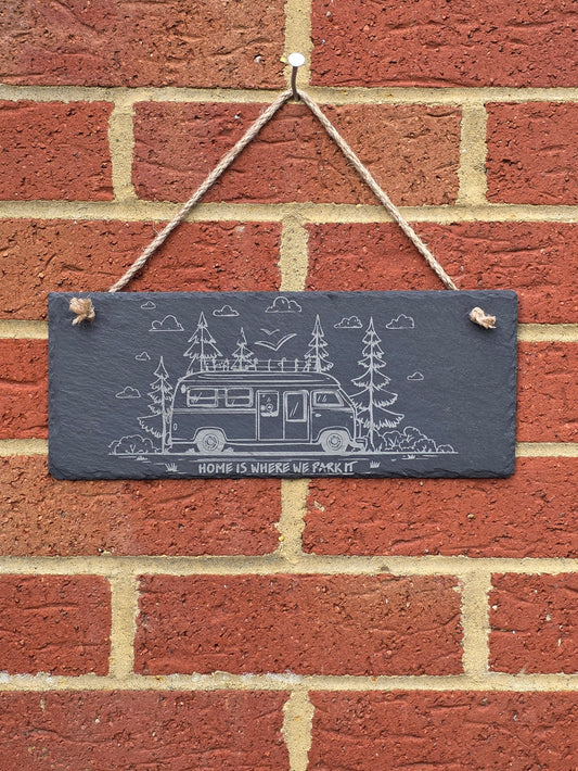 Custom Laser Engraved Rough-Cut Slate Sign | Personalised Hanging Plaque