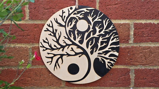 Laser Cut Yin Yang Tree of Life Mandala – Wooden Wall Art | 250mm
