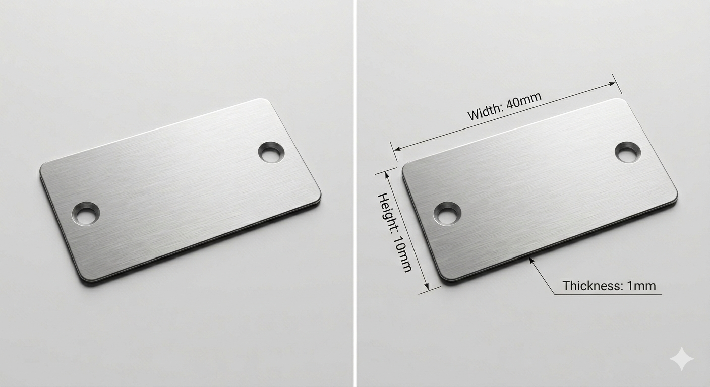 Custom Laser Engraved Stainless Steel Plate | Tag | Asset ID | 40mm x 10mm