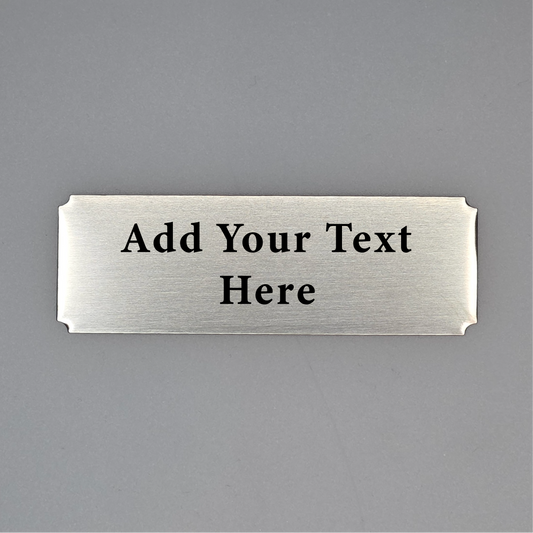 Custom Engraved Stainless Steel Plate | 76mm x 25mm | Laser Marked Metal Sign with Rounded, Square or Concave Corners + Back Adhesive