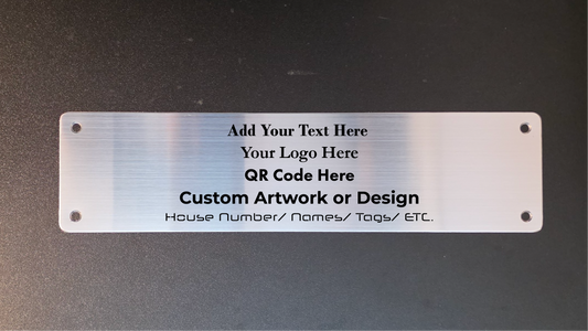 Personalised Stainless Steel Plate | 300mm x 75mm | Custom Laser Engraved Metal Sign –  4 X Fixing Holes
