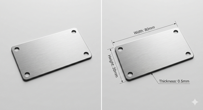 Personalised Stainless Steel Plate | 80mm x 30mm | Custom Laser Engraved Metal Sign – With or Without Holes