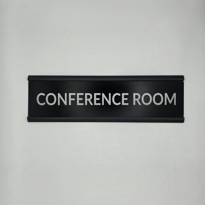 Custom Door Name Plate | 204x60mm Black Aluminium Holder | Laser Engraved Insert