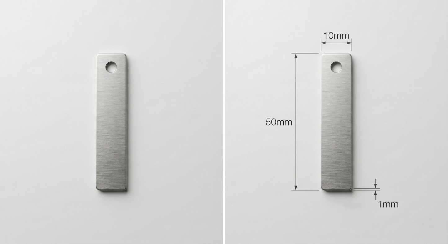 Industrial Laser Engraved Metal ID Tags – 50mm x 10mm Heavy Duty Identification Labels