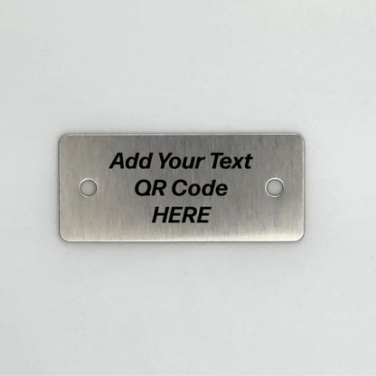 Personalised Stainless Steel Plate | 50mm x 22mm | Custom Laser Engraved Metal Sign –  2 or 4 Fixing Holes