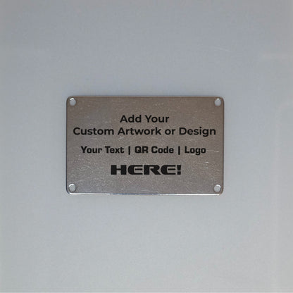 Personalised Stainless Steel Plate | 85mm x 54mm | Custom Laser Engraved Metal Sign – With or Without Holes