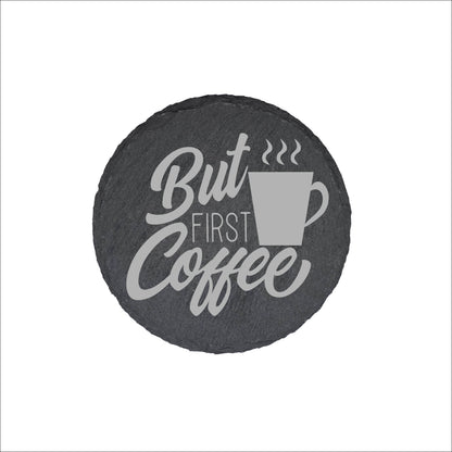 Set of 4 Personalised Slate Coasters | 100mm Round or Square | Laser Engraved Drink Mats | Custom Home Gift