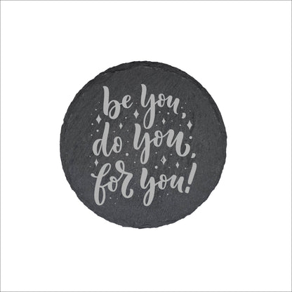 Set of 4 Personalised Slate Coasters | 100mm Round or Square | Laser Engraved Drink Mats | Custom Home Gift