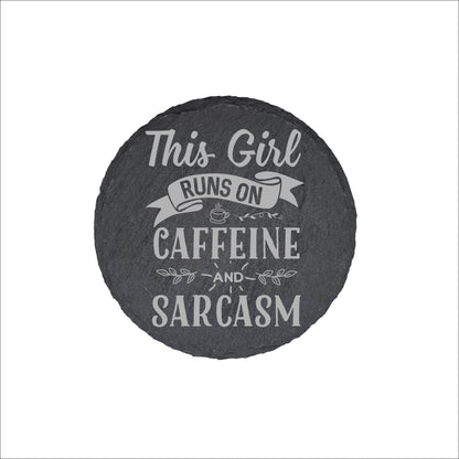 Set of 4 Personalised Slate Coasters | 100mm Round or Square | Laser Engraved Drink Mats | Custom Home Gift