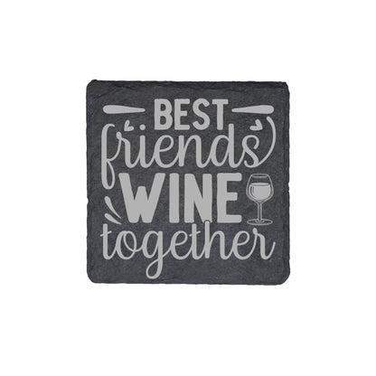 Set of 4 Personalised Slate Coasters | 100mm Round or Square | Laser Engraved Drink Mats | Custom Home Gift