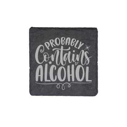 Set of 4 Personalised Slate Coasters | 100mm Round or Square | Laser Engraved Drink Mats | Custom Home Gift