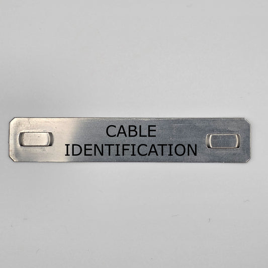 Industrial Cable Identification Labels | Laser Engraved Metal Cable Tags – 70mm × 12mm – Pack of 10